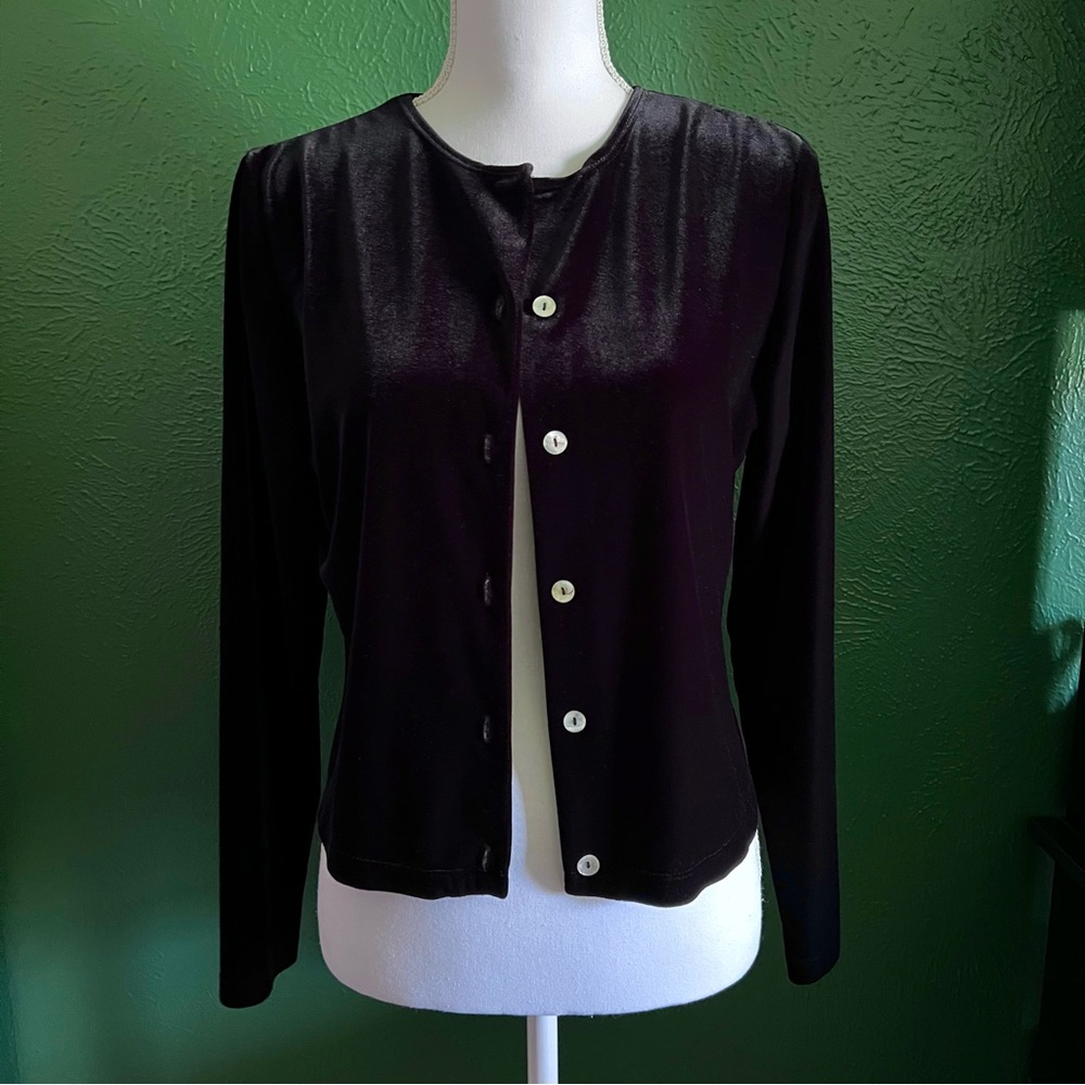 Black Velvet Cardigan Top